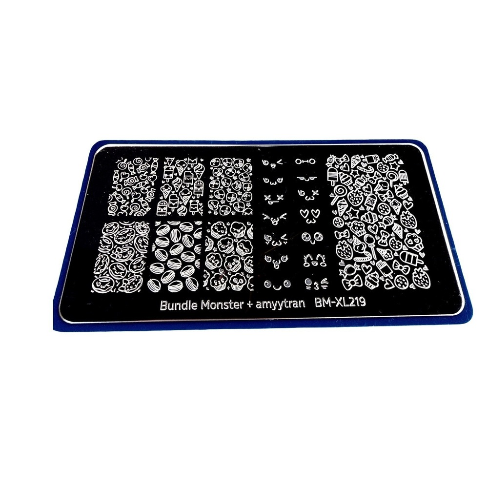 Bundle Monster amyytran Nail Stamping Plate BM-XL219 Sweets Kawaii Faces XL